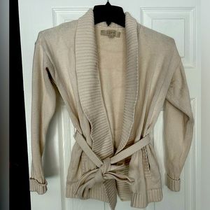 Belted cardigan sweater